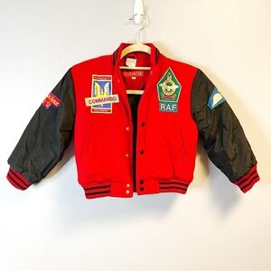 Jordache Coat Kid Winter Varsity Flight Jacket Snap Button Vintage Look Sz 6 EUC